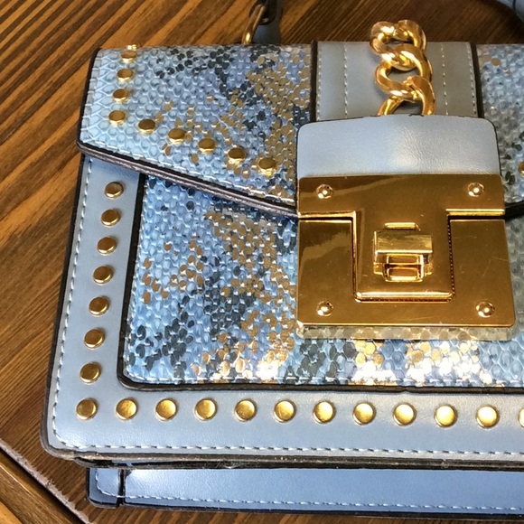 FINAL SALE PRICE NWOT Snakeskin Studded Satchel Handbag - Picture 6 of 9